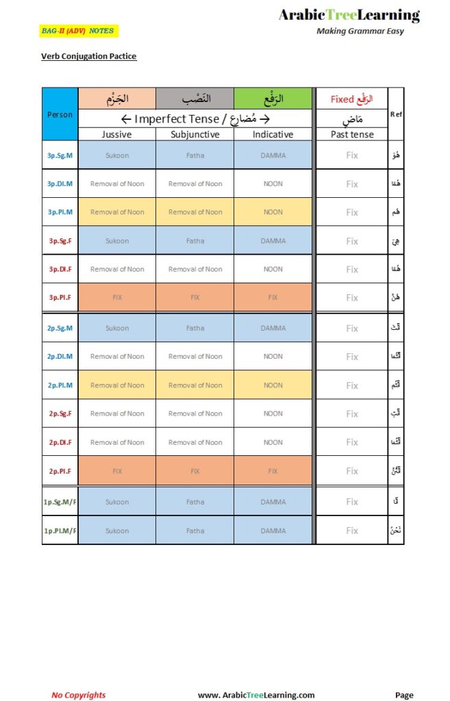 arabic verb conjugation pdf